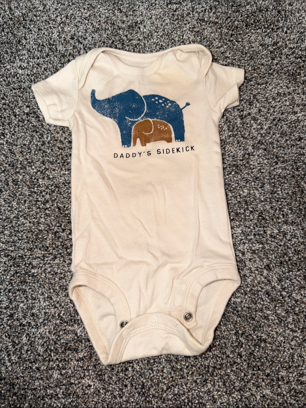 Carter's Cream One-Piece with Blue & Brown Elephant Print